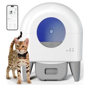 New unused Automatic Cat Litter Box in White and Blue